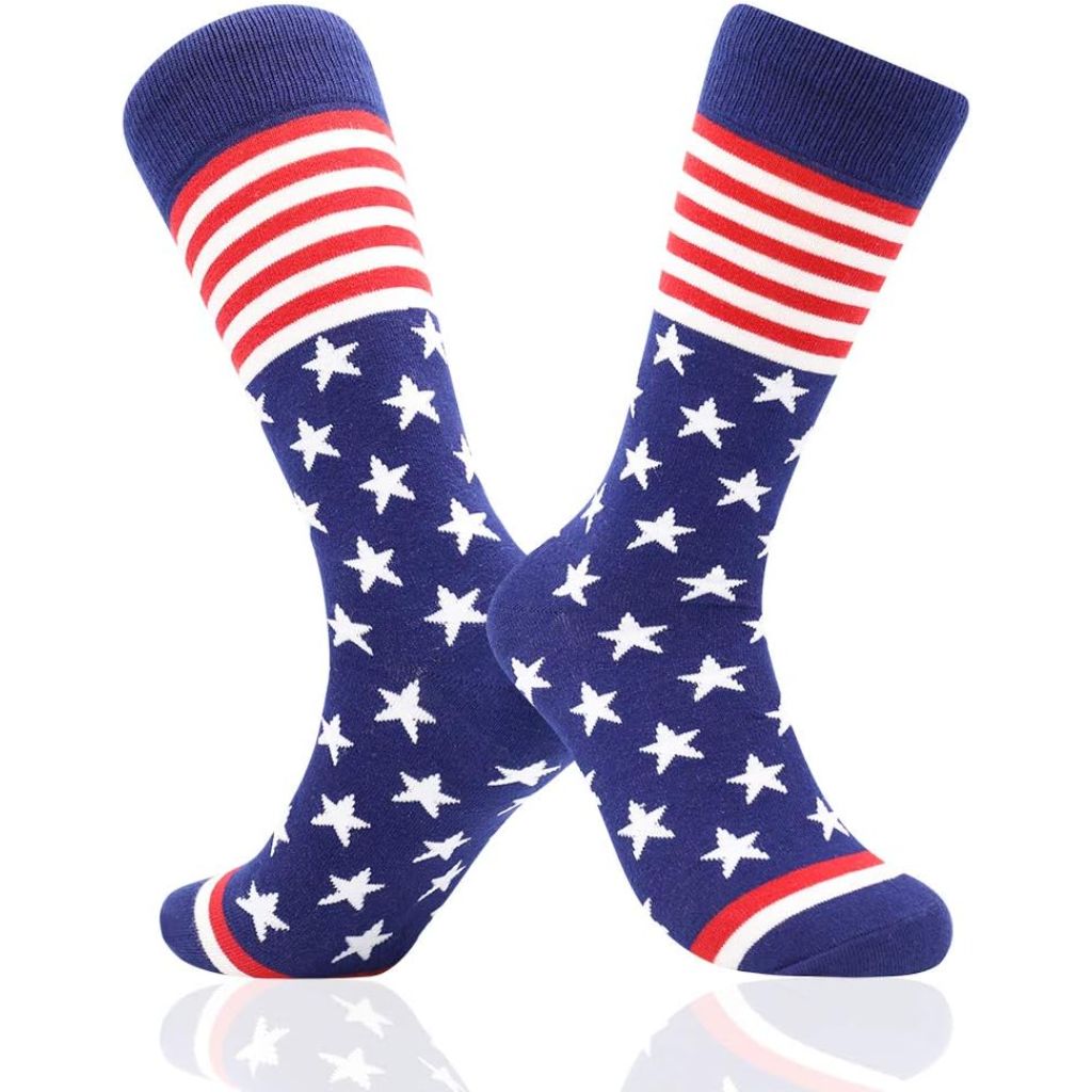 BISOUSOX American Flag Socks Men's Dress Socks, Sizes 9-12