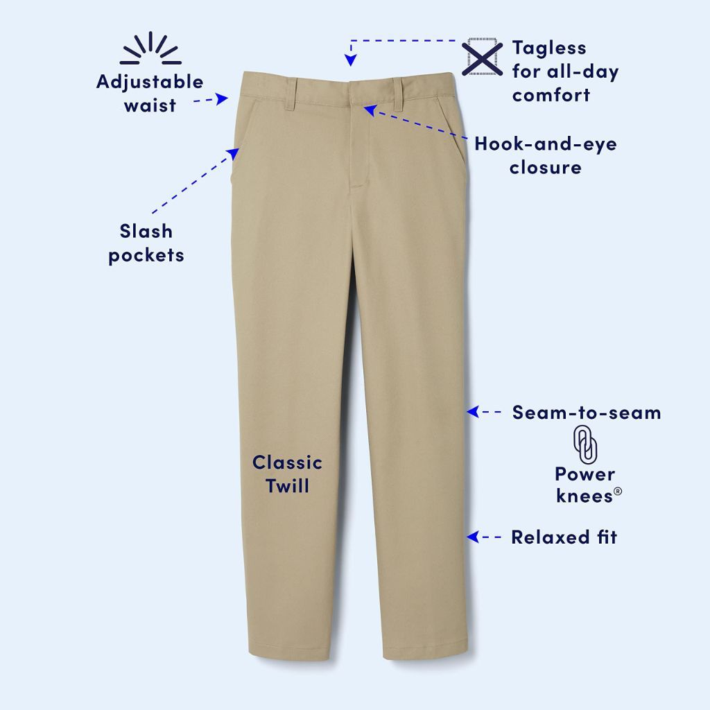 French Toast Young Men's Relaxed Fit Twill Pant, Khaki Beige, 34x30