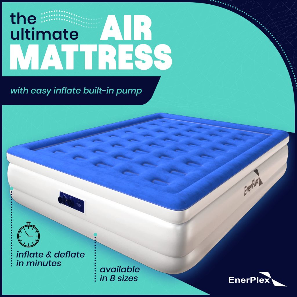 EnerPlex Queen 16" Inch Double Height Air Mattress with Built-in Pump