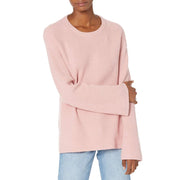 The Drop Women's Alice Crewneck Back Slit Ribbed Pullover Sweater, Zephyr Pink, S