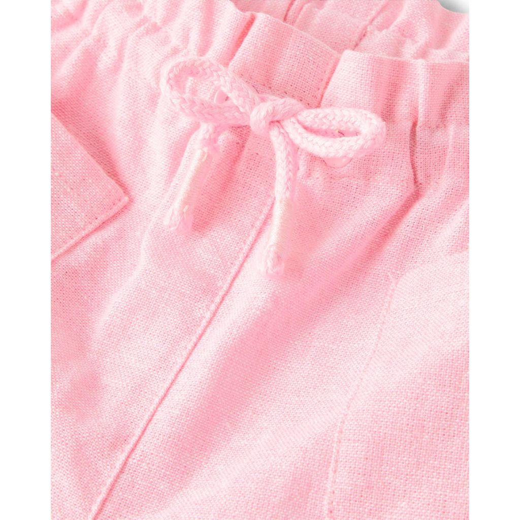 Gymboree,Girls,and Toddler Tie Front Linen Shorts,Simple Pink,18-24 Months