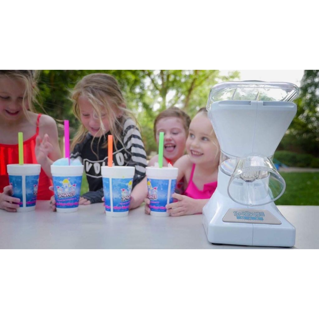 SNOWIE Little Snowie Max Snow Cone Machine w/Powder Sticks & Syrup Mix - White