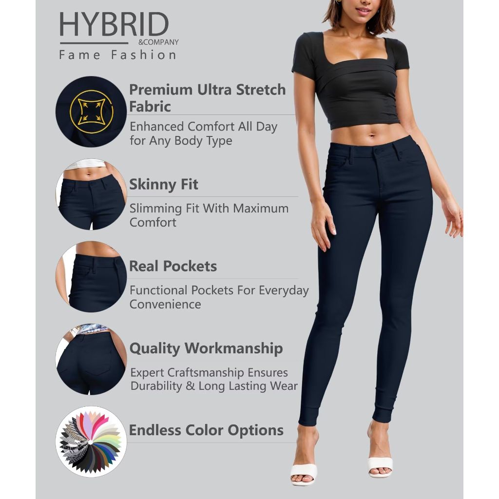 SZ S, Hybrid & Company Women's Hyper Ultra Stretch Comfy Skinny Leg | Navy