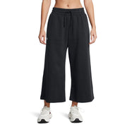 Under Armour Women's Rival Fleece Crop Wide Leg Pants, Black / White, X-Large