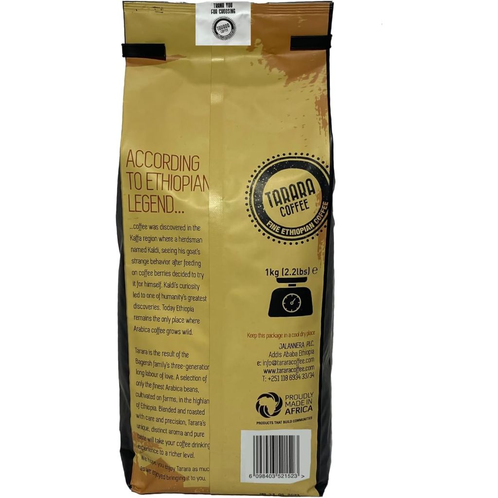 Tarara Coffee - Premium Ground Coffee - 100% Pure Ethiopian Arabica - Medium-Dark Artisan Roast  - 2.2 lb