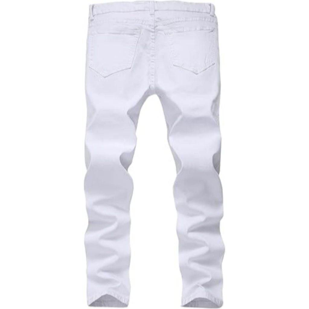 SZ 16, BADONA Boy's Skinny Fit Stretch Elastic Straight Leg Fashion Jeans Slim | Denim White