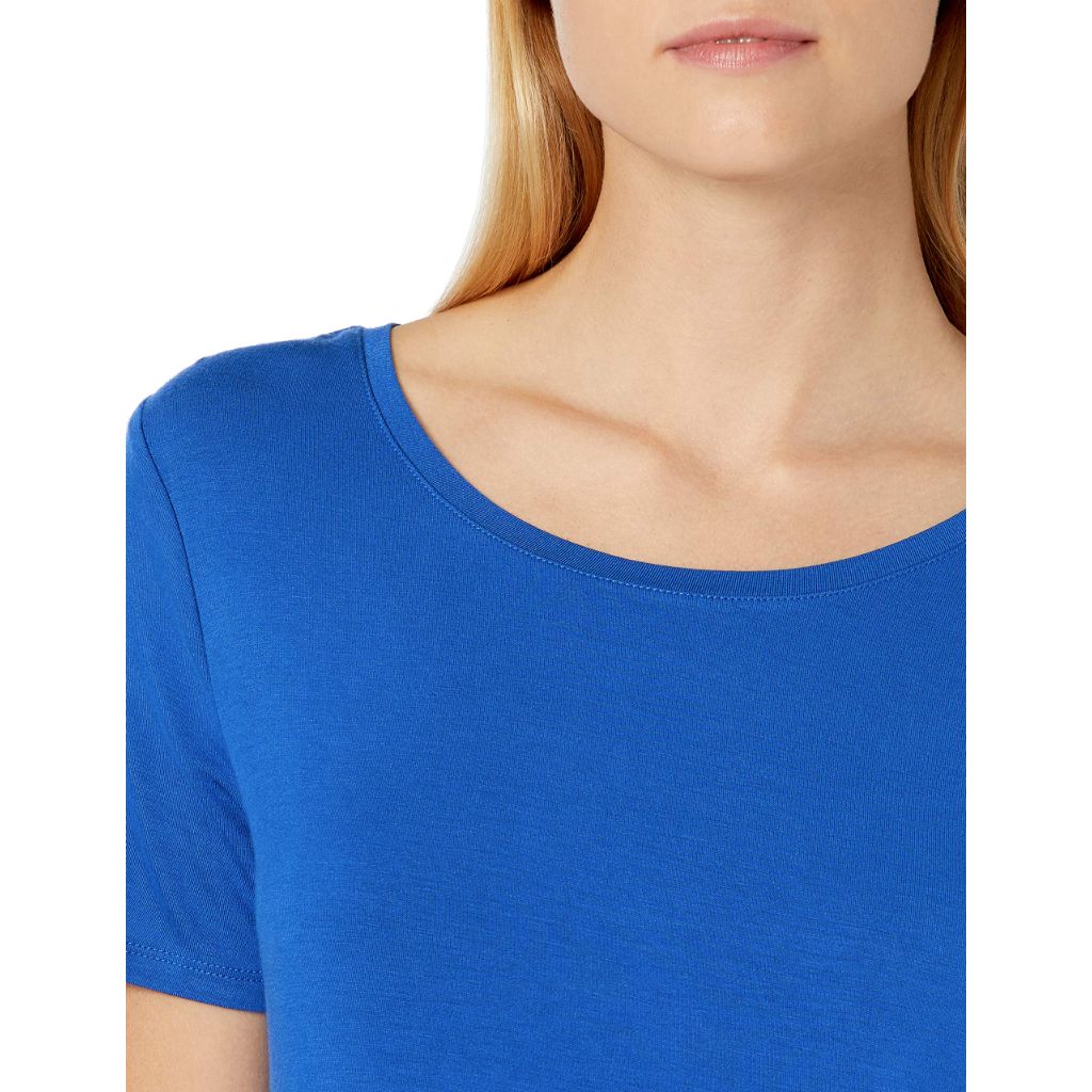 Amazon Essentials Women's Short-Sleeve Scoopneck Tunic Tops, Pack of 2, Cobalt Blue/Black, Small