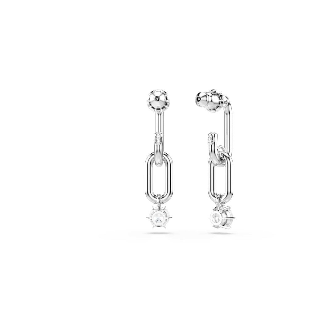 Swarovski Constella drop earrings, Round cut, White, Rhodium Finish