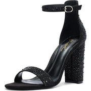 GENSHUO Women's 4-inch Chunky High Heel Sandals with Ankle Strap,Party Wedding Bridal Shoes