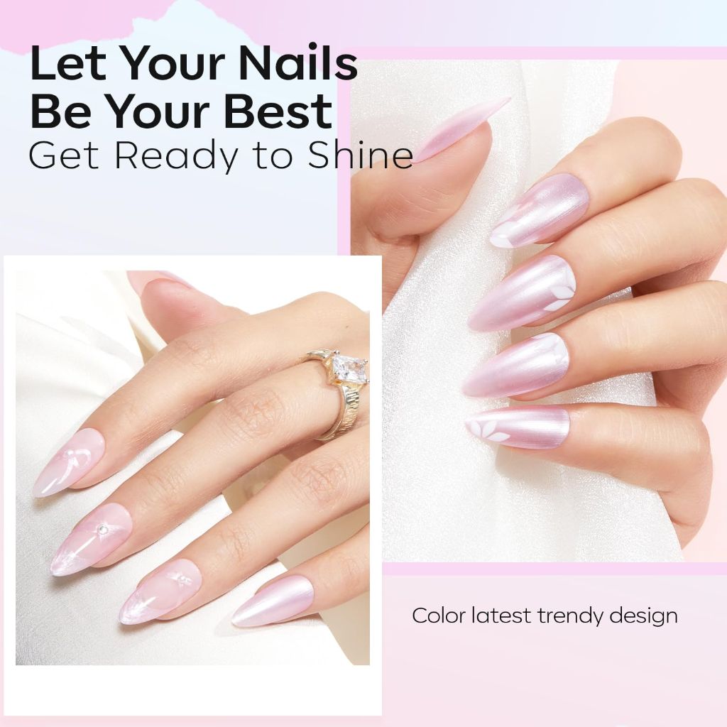 Modelones Glazed Pink Nail Polish, Shimmer Pearl Pink 15 ml | 0.5 Fl Oz