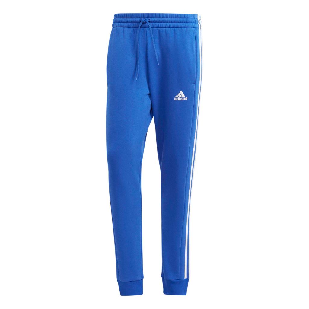 SZ ST, Adidas Mens Essentials Fleece 3-Stripes Tapered Cuffed Pants, Semi Lucid Blue