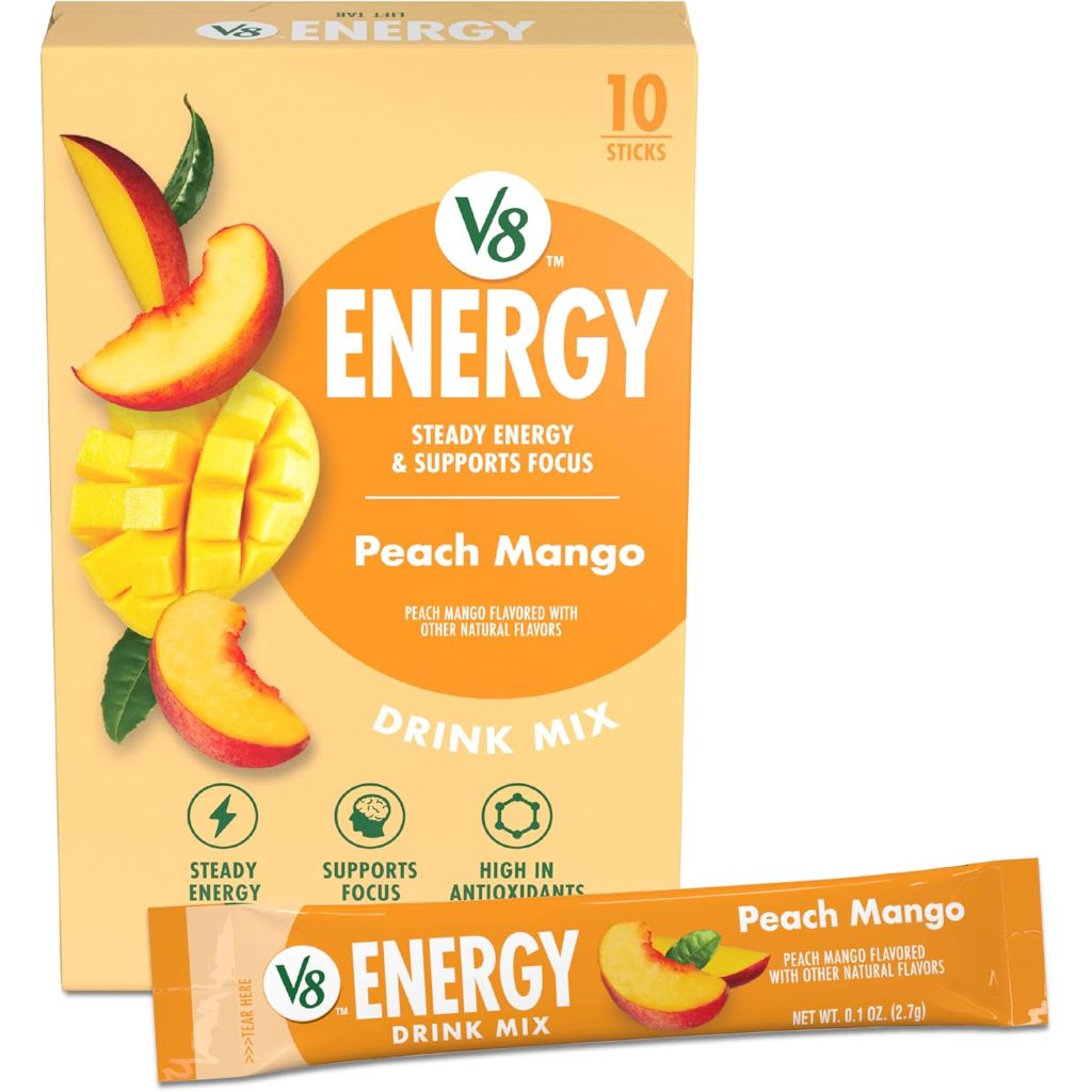 V8 Energy Drink Powder - Peach Mango, 0.10 oz Packet (10 Count)