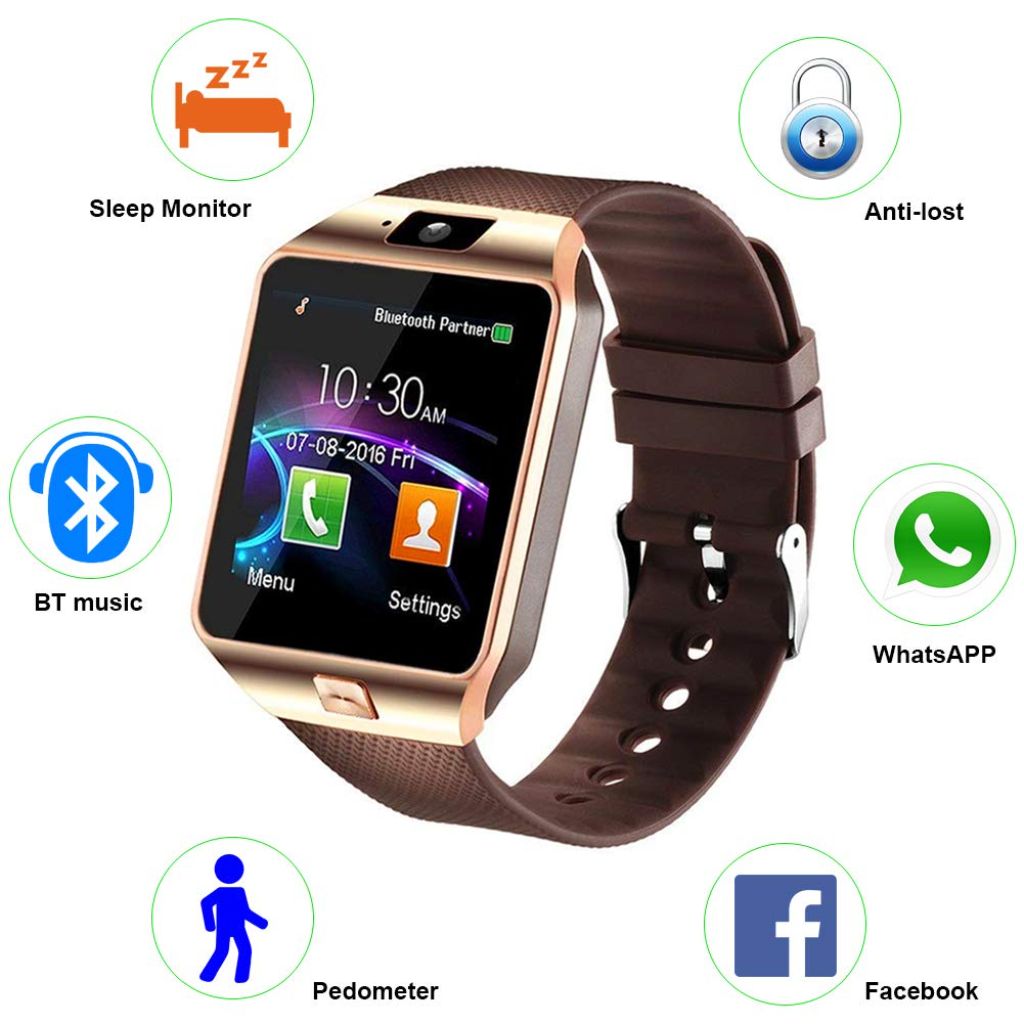 Padgene Bluetooth Smart Watch with Camera for Samsung S5 / Note 2 / 3 / 4, Nexus 6, Htc, Sony and Other Android Smartphones, Gold