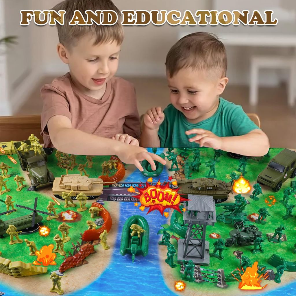 Army Men Military Toys for Boys Age 3-12, 124 Pcs Plastic Army Men Playset
