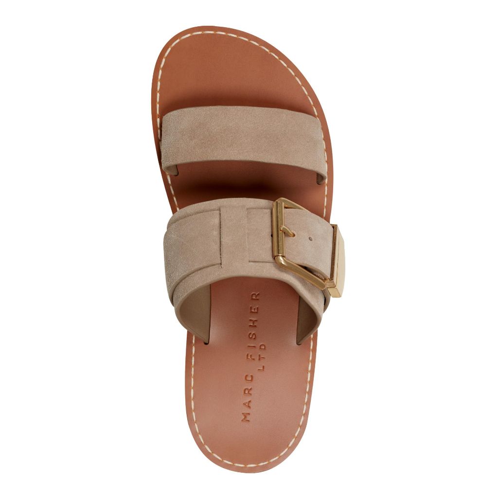 Marc Fisher LTD Women's Hallyn Sandal, Taupe Suede 240 - size 7.5M