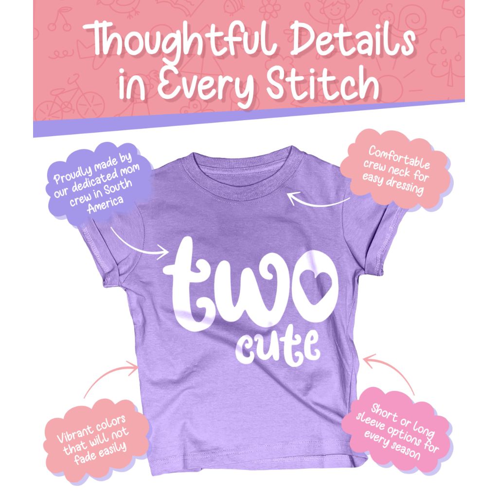 SZ 3T, Lalo & Luna Two Cute 2nd Birthday Outfit/T-Shirt for Two Year Old Girl