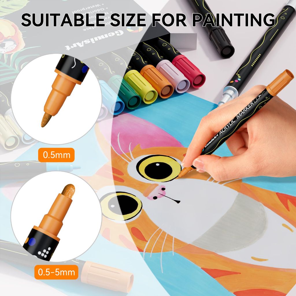 GenuisArt 24 Colors Acrylic Paint Pens