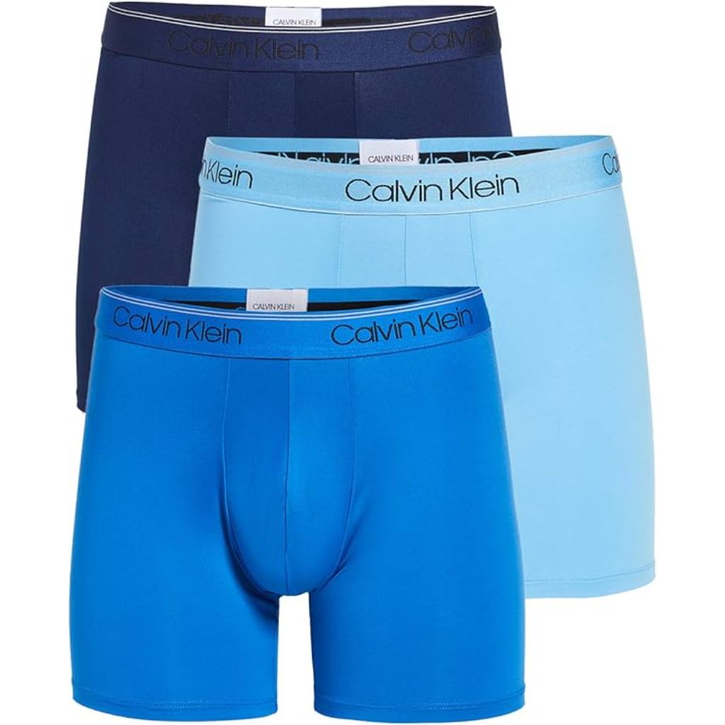 Calvin Klein Men's Microfiber Stretch Boxer Briefs - Blue, Medium (3 Pair)