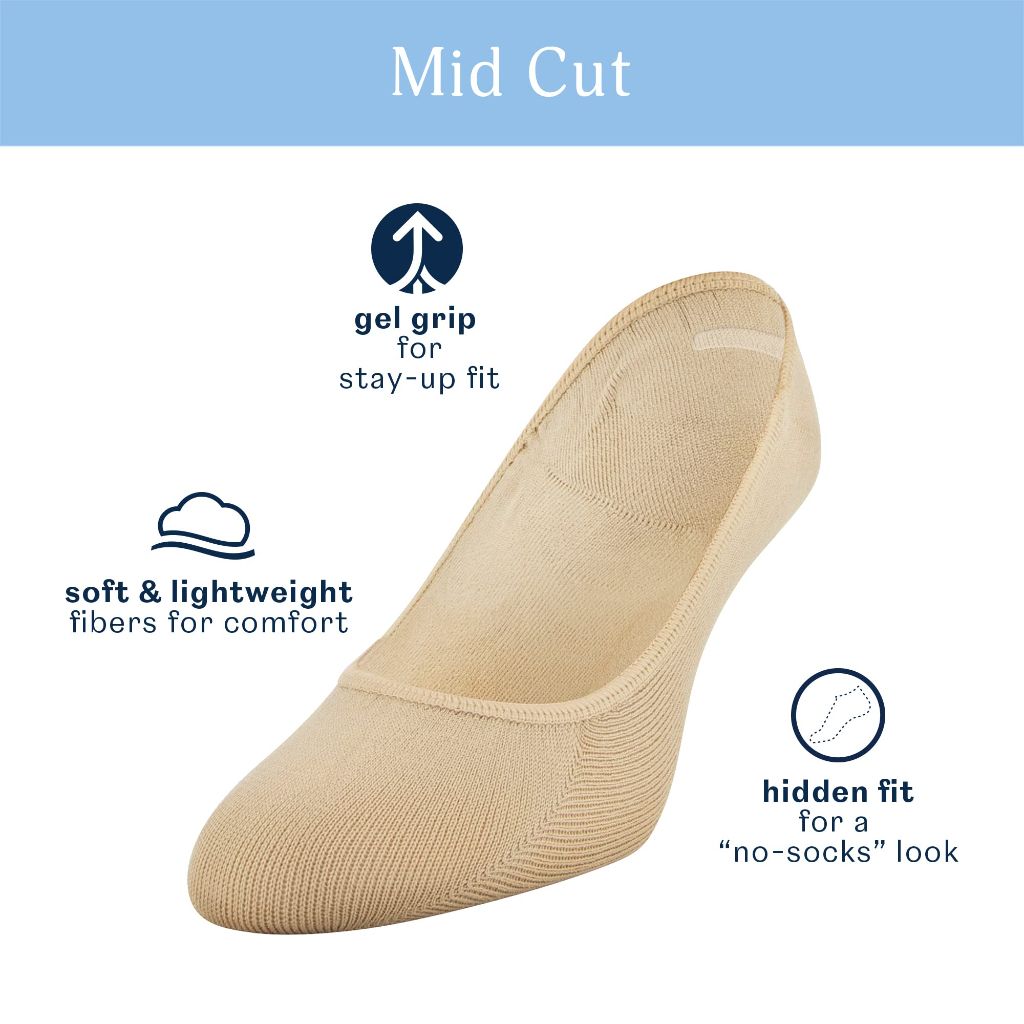 SZ 8-12, Peds Women's Lightweight Low Cut No Show Socks, Multipairs, Nude (6-Pairs)
