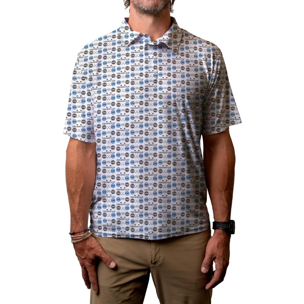 Blue 84 Adult's NHL Officially Licensed Short Sleeve Performance Polo - Utah Hockey Club, White (Medium)