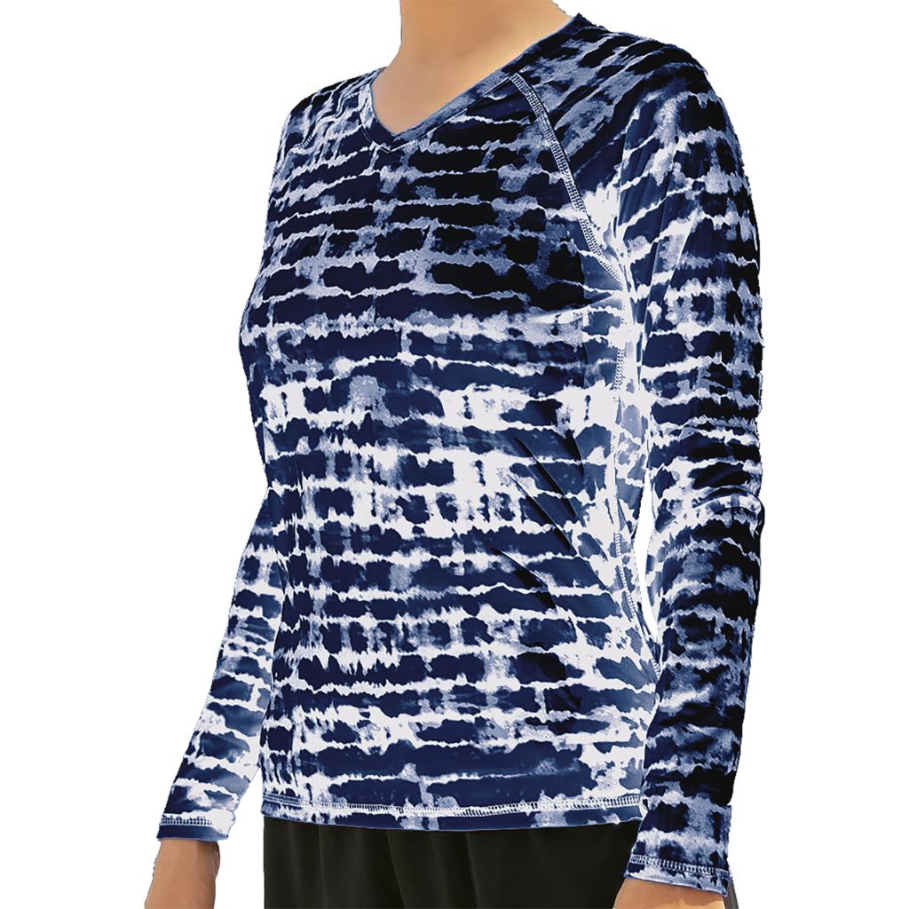 Kanu Surf Womens, UPF 50+ Long Sleeve Active Swim Tee & Workout Top, Harmony Navy, Medium