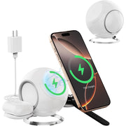 Moaiio 3-in-1 Wireless MagSafe Compatible Charging Station (White)