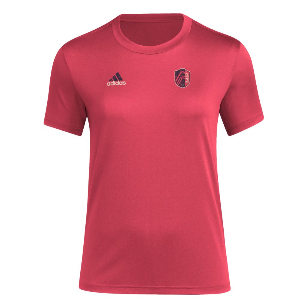Adidas Women's St. Louis City SC Local Stoic Short Sleeve Pre-game T-shirt, Power Pink, X-Large Tall