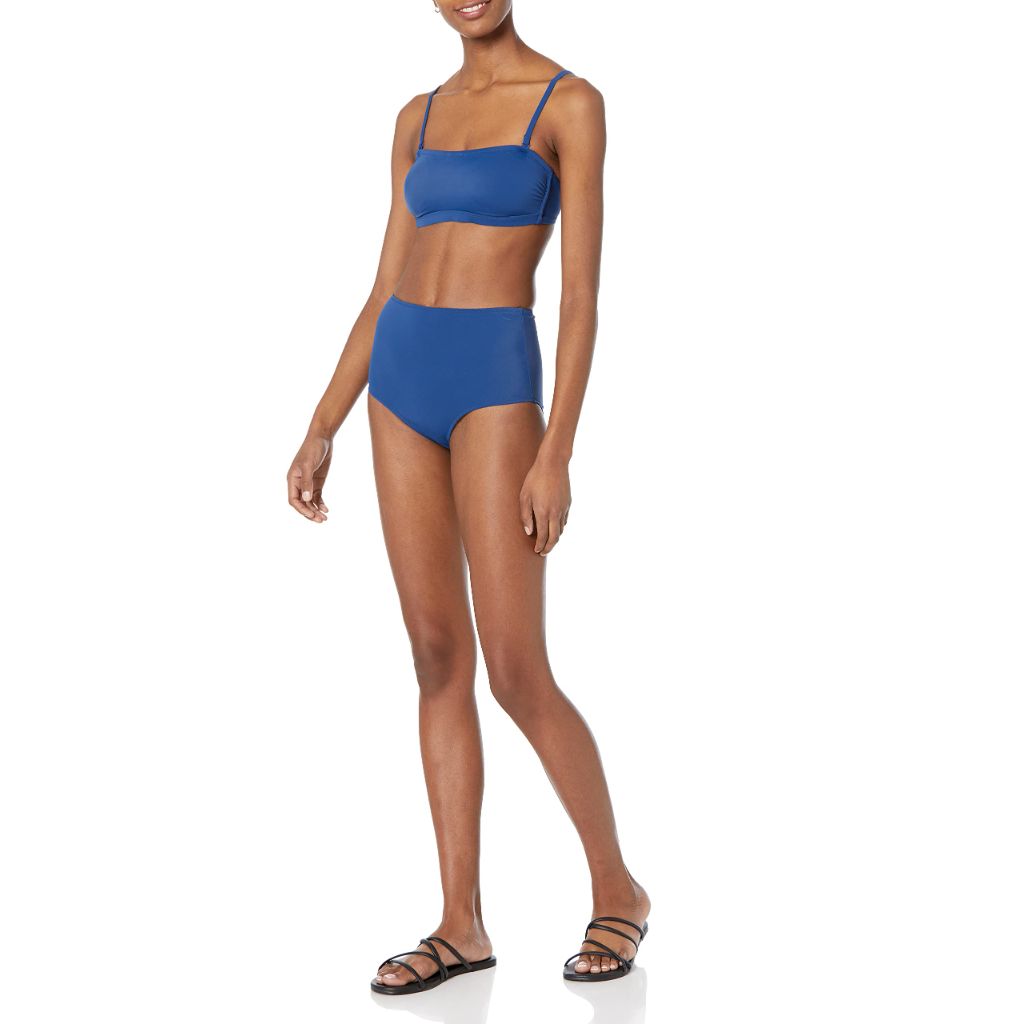 Amazon Essentials Women's Bandeau Swim Top, Deep Blue, Small