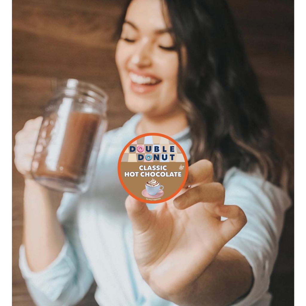 Double Donut Hot Chocolate Pods for Keurig K-Cup Brewers, Classic Cocoa, 24 Count