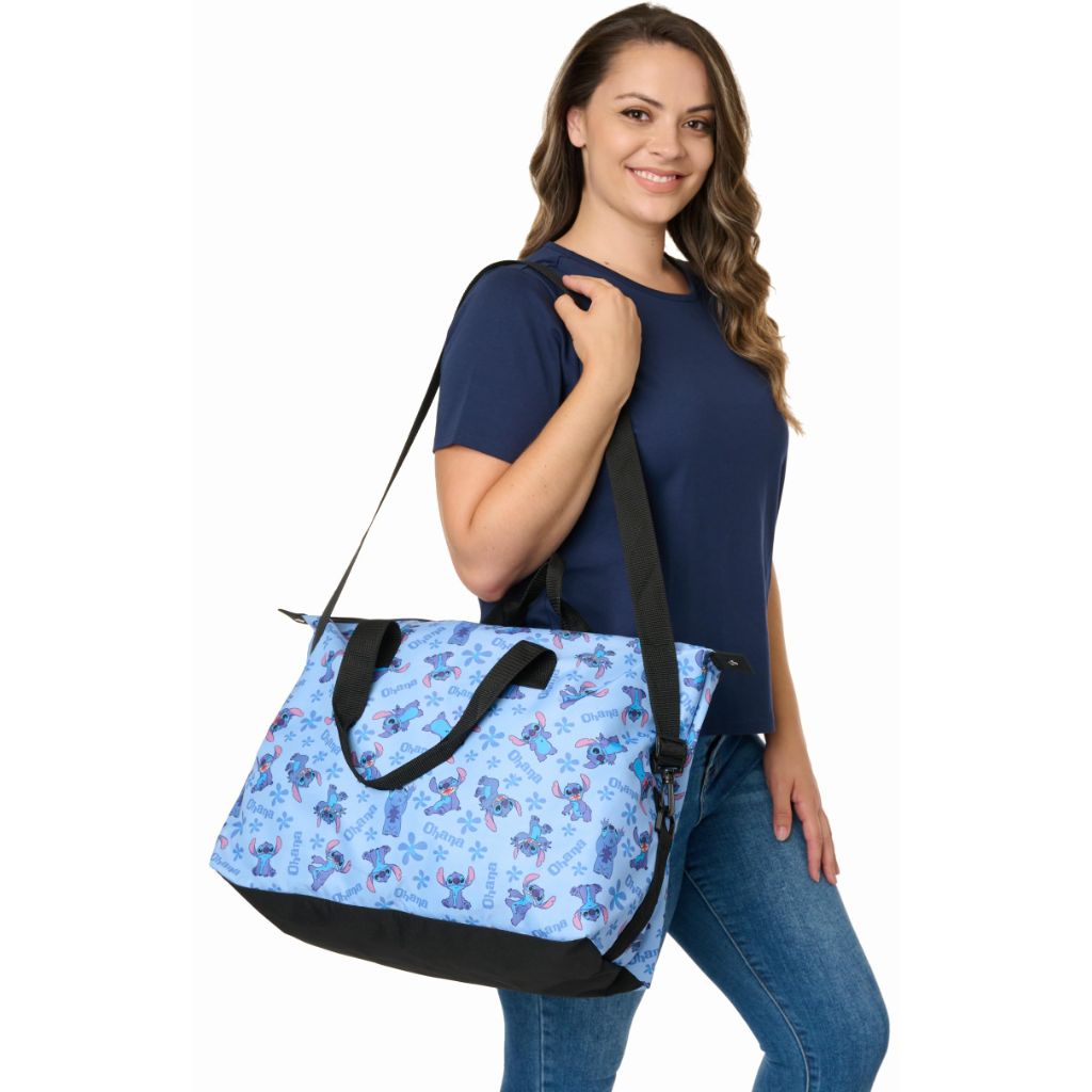 Disney Tote Duffel Bag Stitch Blue All Over Print Weekender Travel (Stitch Blue)