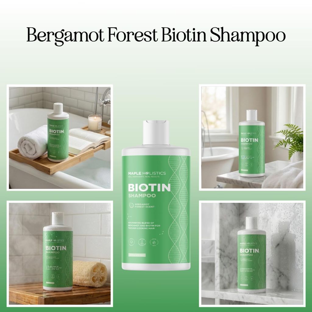 Woodsy Biotin Shampoo for Thinning Hair - Rosemary Bergamot Spruce & Tea Tree Oils - (16 Fl Oz)
