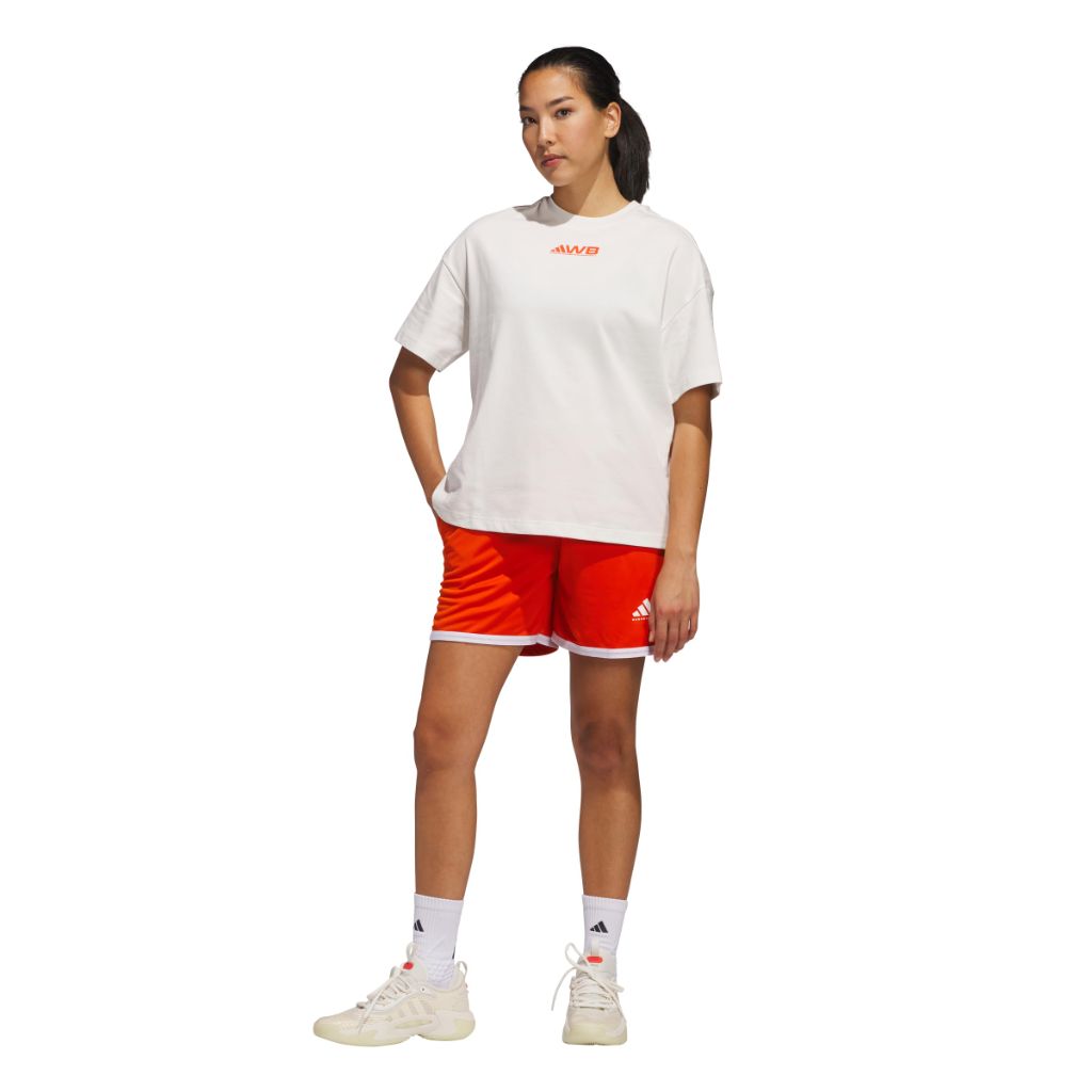 adidas Women's Select Mesh Basketball Shorts - Collegiate Orange/White, 3XL