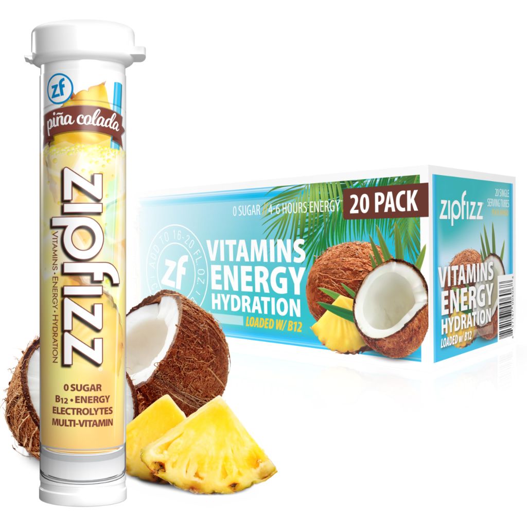 Zipfizz Daily Energy Drink Powder, Pina Colada, 20 Pack