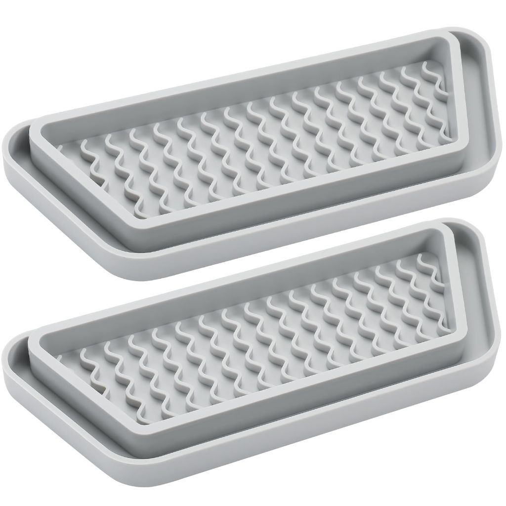 WNYT 2pk Refrigerator Drip Catcher, Silicone Spills Refrigerator Drip Tray, Grey