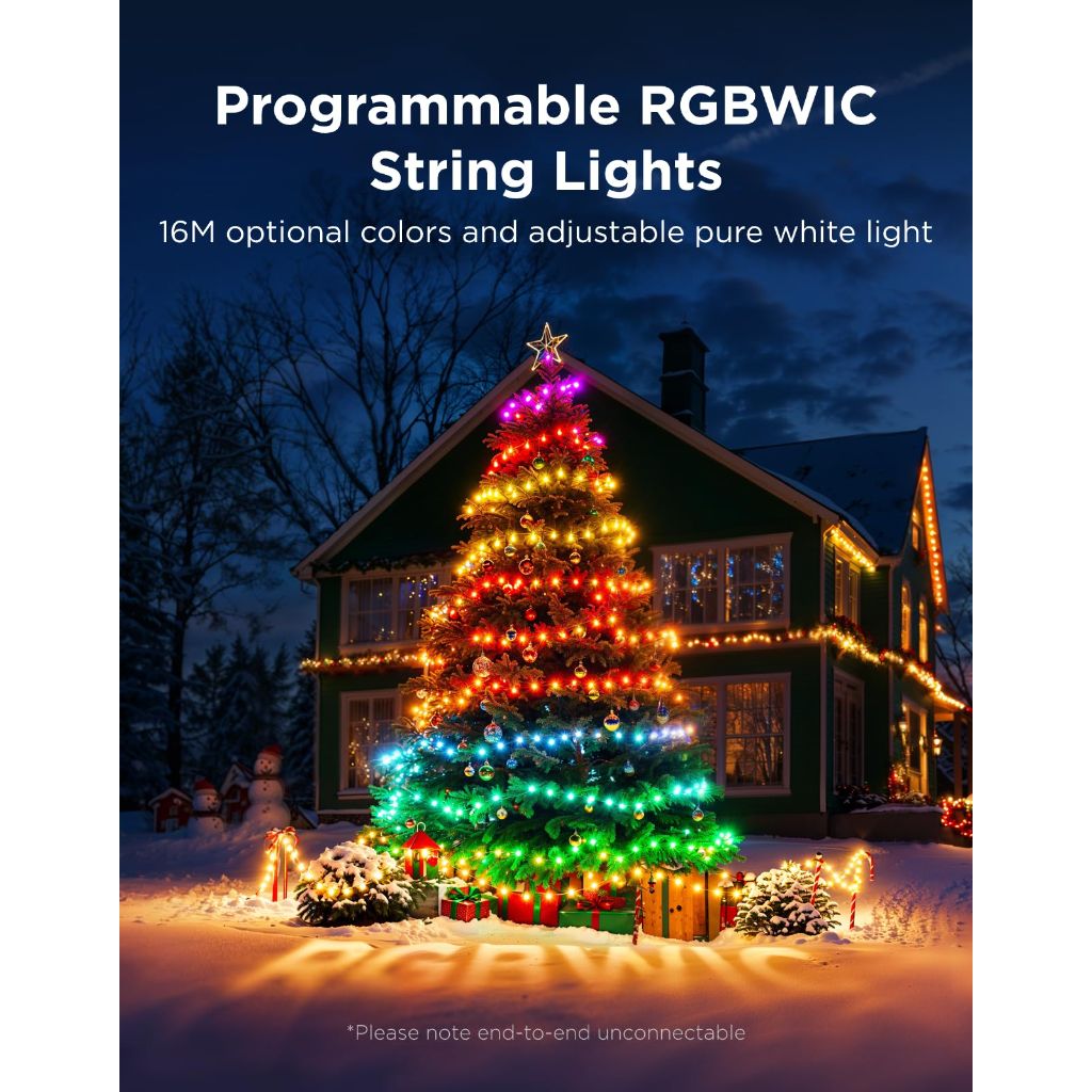 Govee Christmas Lights 2, RGBWIC 164FT 500LEDs String Lights for Holiday Decor, Smart Indoor Outdoor LED Decoration with Shape Mapping Function, 130+ Scene Modes, APP Control, Green Wire
