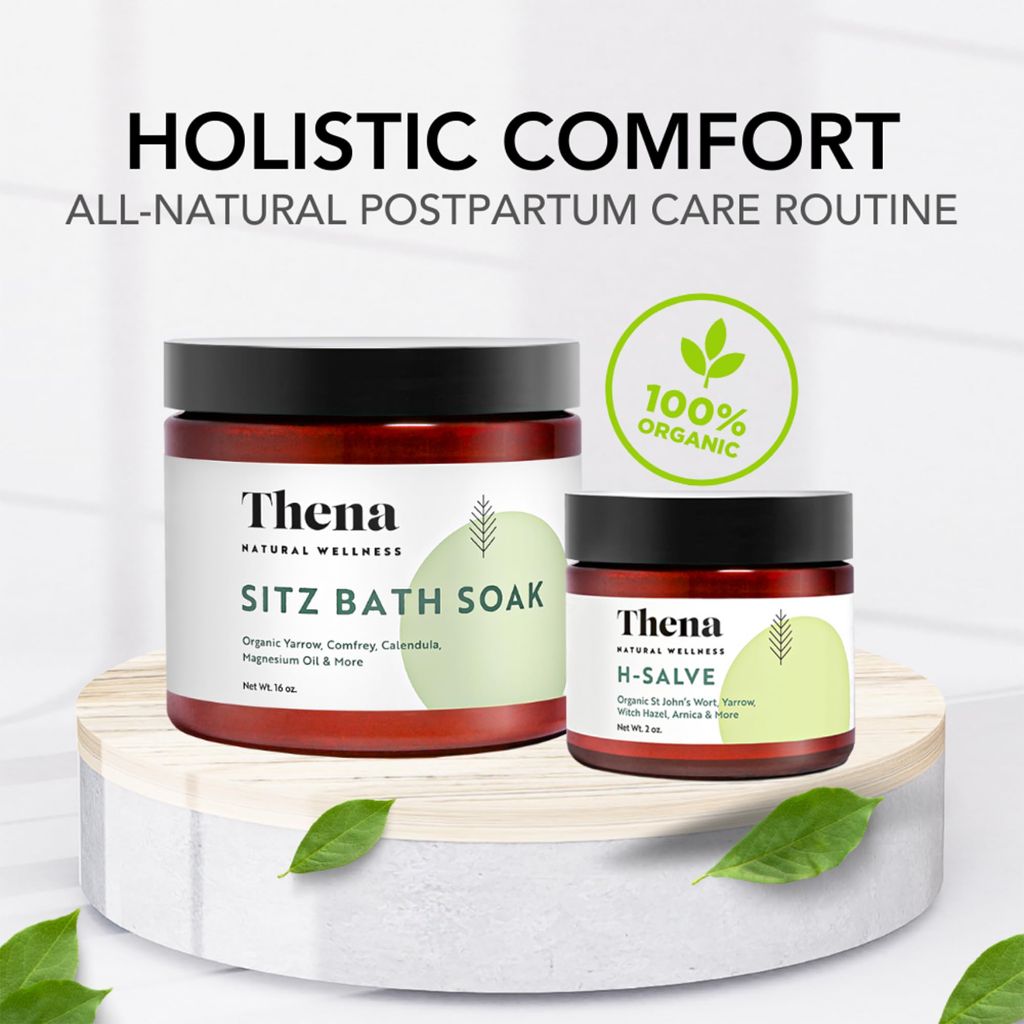 Organic Sitz Bath Soak & Hemorrhoid Salve Cream Kit for Toilet Sitz Bath