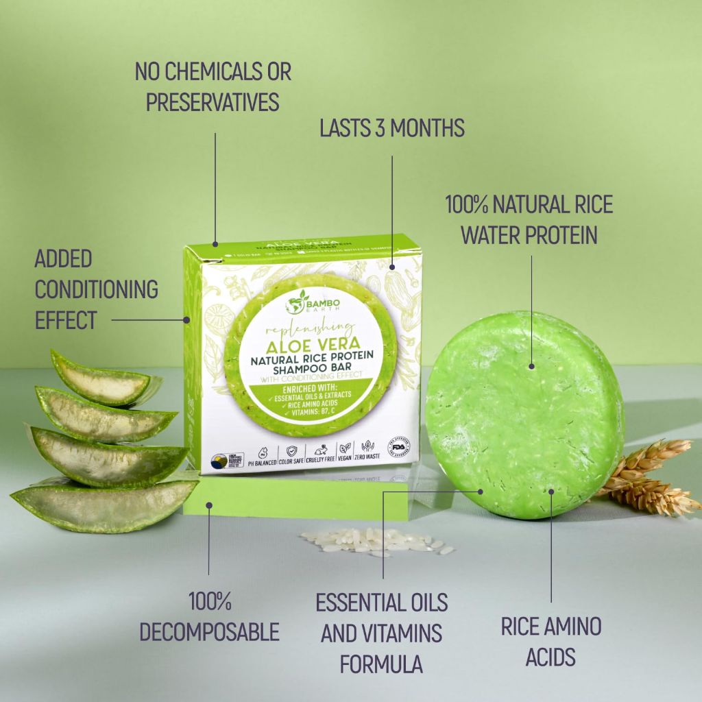BAMBOEARTH Shampoo Bars For Hair With All Natural Plant Based Essential Oils (Aloe Vera)