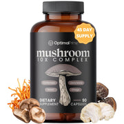Optimal Prime 10x Mushroom Complex Supplement, Natural Health Booster - 90 Caps