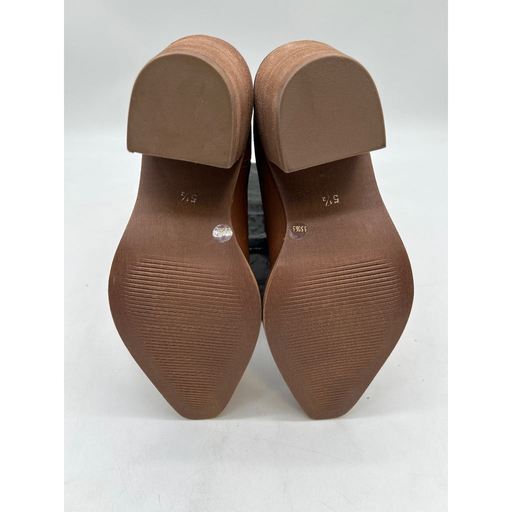 Lucky Brand Women's Aryleis Block-Heel Western Ankle Bootie, Cognac - Size 5.5