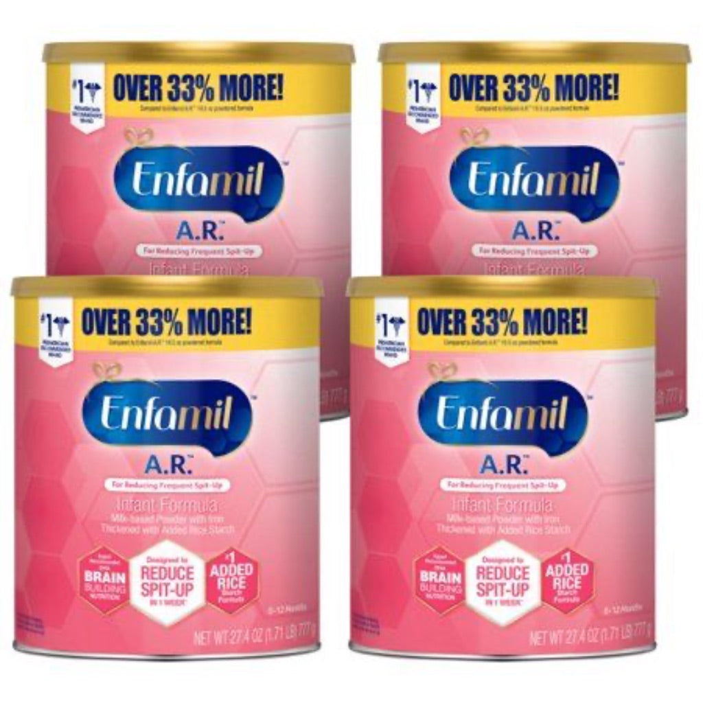 Enfamil A.R. Baby Formula Powder, Added Rice, 27.4 oz Canisters - 4 Pack