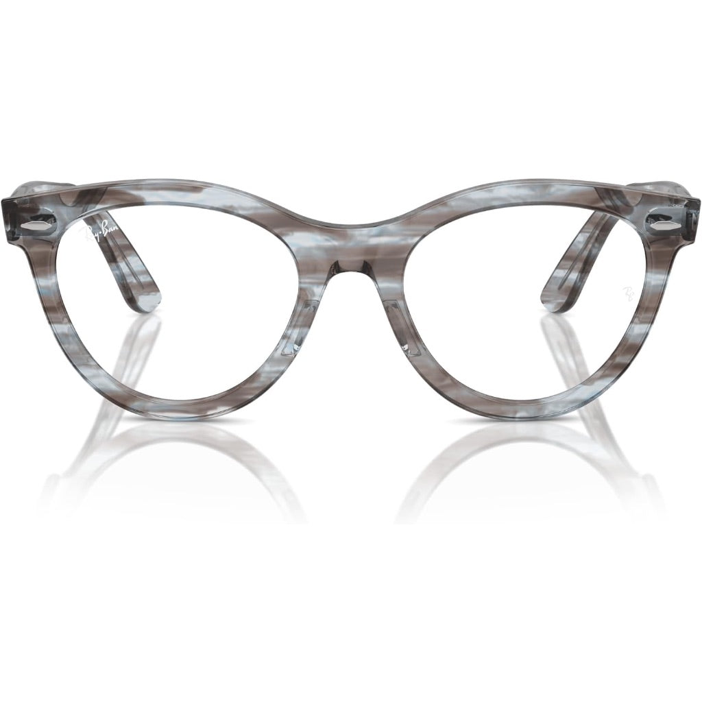 Ray-Ban Rx2241vf Wayfarer Way Low Bridge Fit Round Prescription Eyewear Frames - Striped Transparent Blue/Demo Lens
