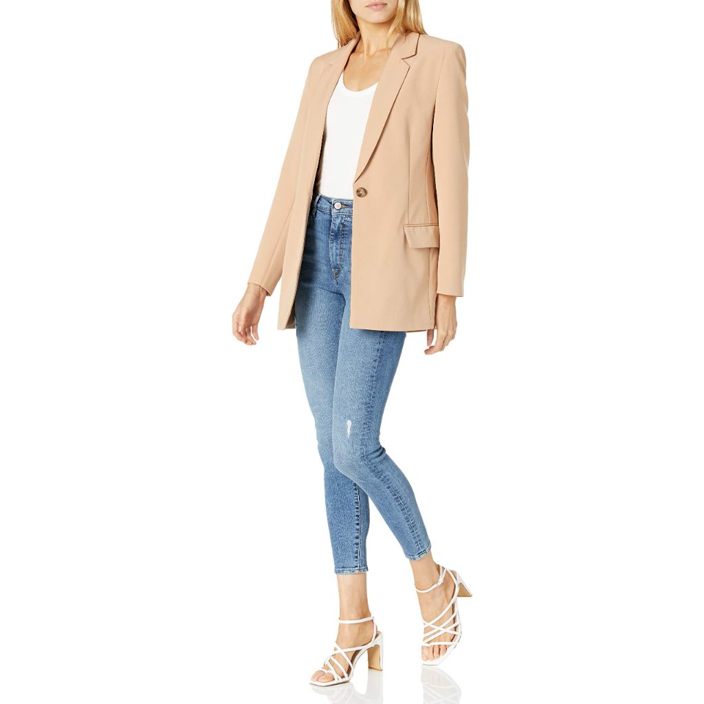 The Drop Women's Blake Long Blazer, Praline, X-Small