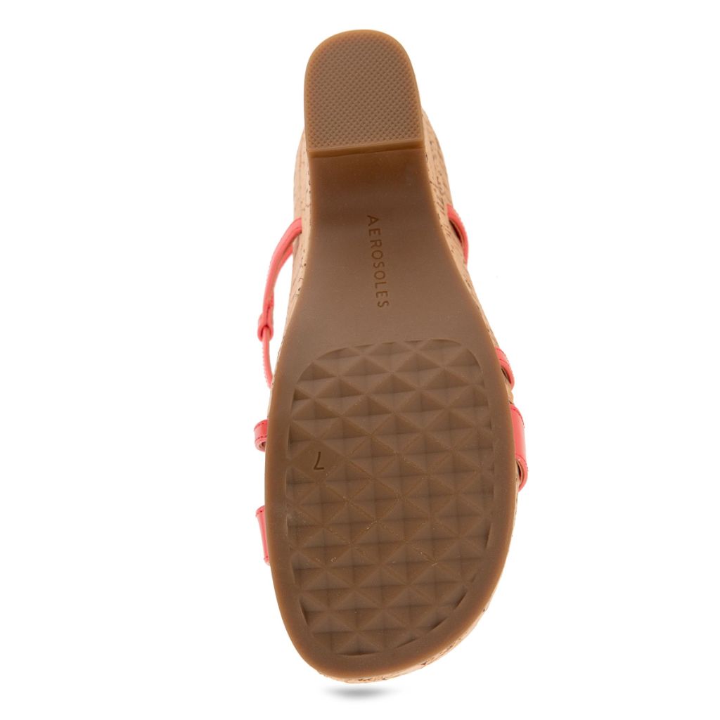AerosolesWomen's Miles Strappy Wedge Sandal, Coral Patent Faux Leather W Cork, 8.5M