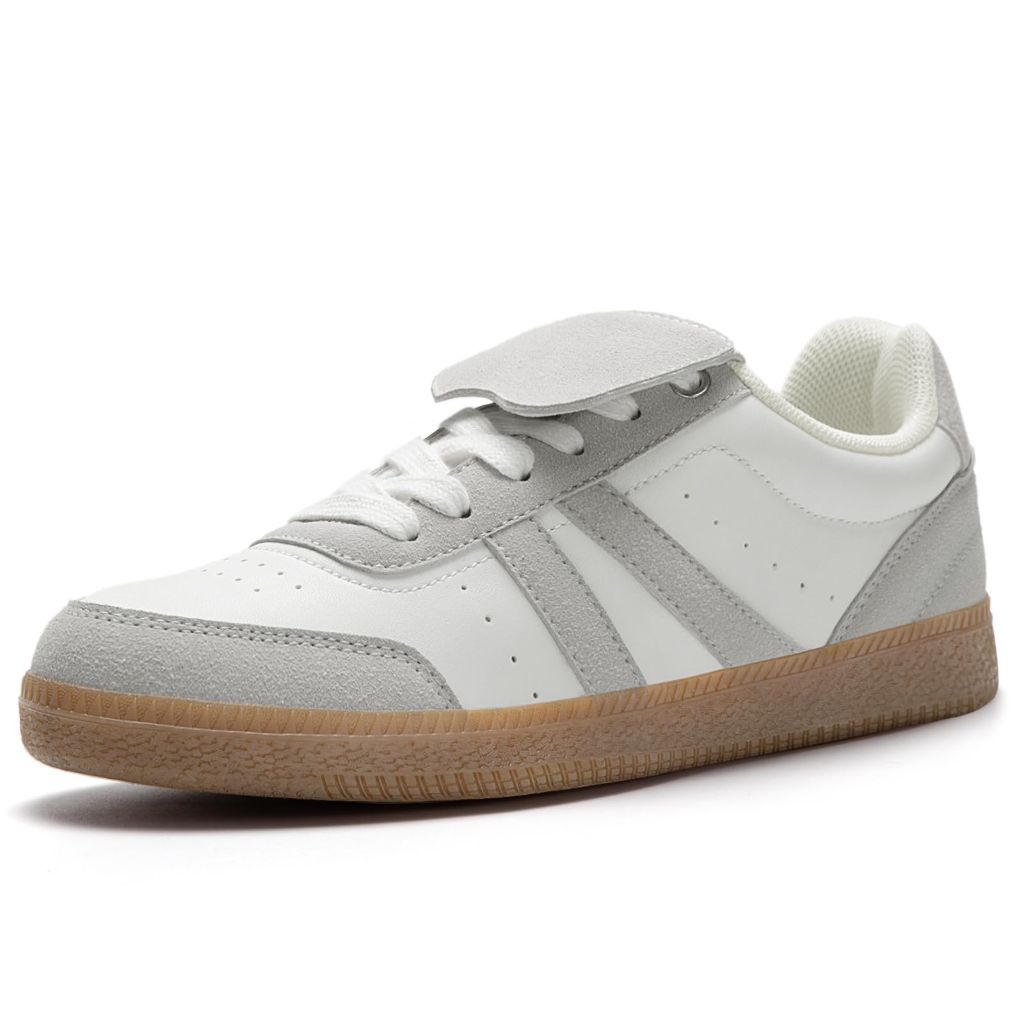 Rihero Women's Fashion Sneakers Tennis Walking Shoes Lace-Up Comfortable Non Slip Casual White Sneakers Size 6