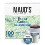 Maud's Kona Coffee Pods, 100 ct, Medium Roast Coffee in Single Serve Pods – 100% Arabica Coffee