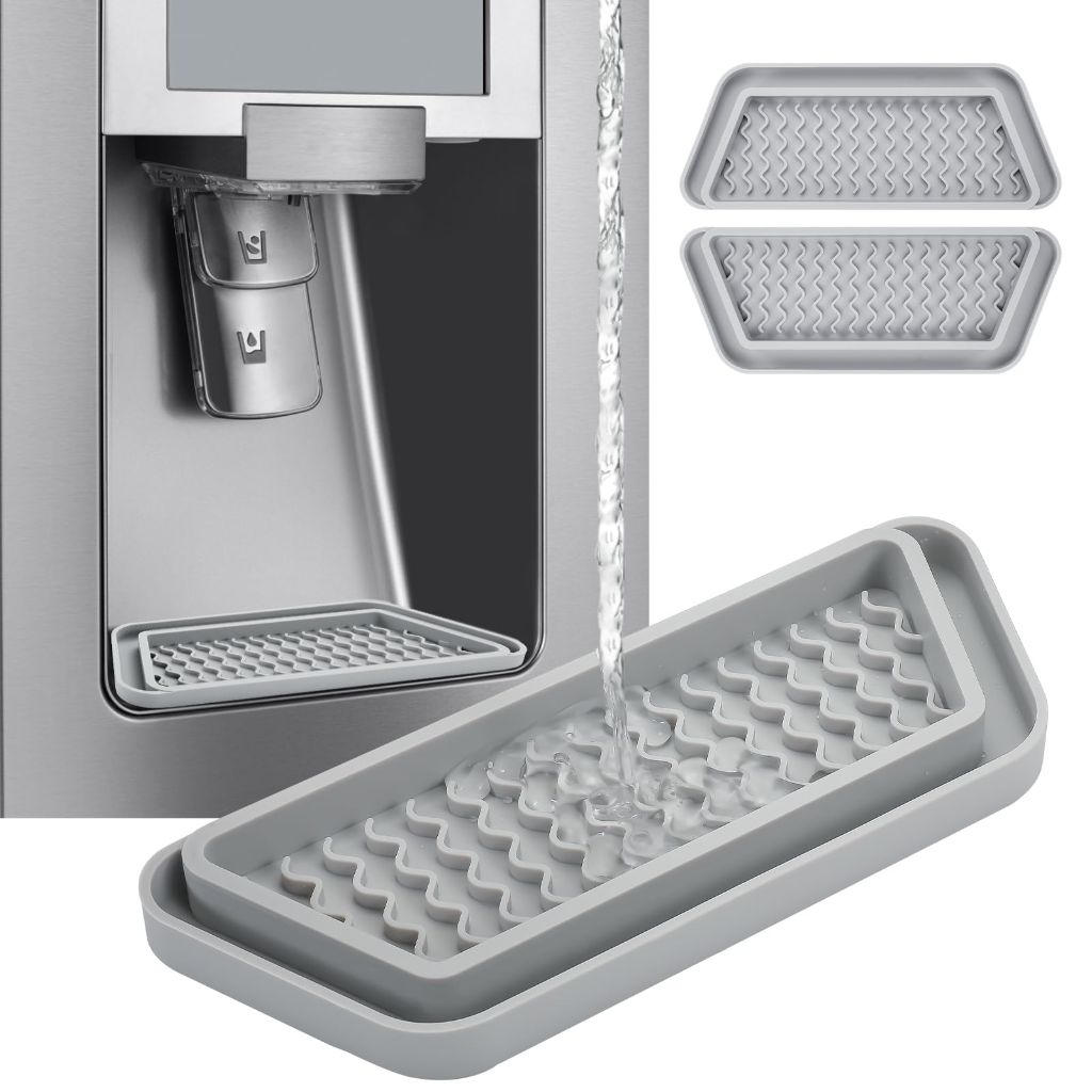 WNYT 2pk Refrigerator Drip Catcher, Silicone Spills Refrigerator Drip Tray, Grey