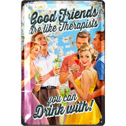 LANOLU Vintage Tin Sign - GROUP THERAPY - Bar Signs for Man Cave, Drinking Signs, Metal Vintage, Funny Bar Signs, 12x8