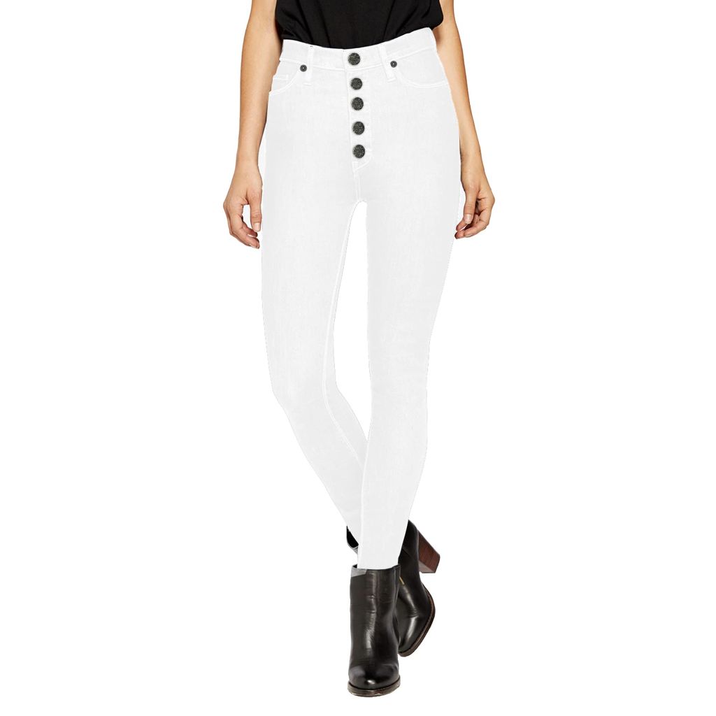 Hybrid & Company Women’s Classic Denim Mid Rise Skinny Jeans Super Stretch Pants P43252SKX WHITE 18