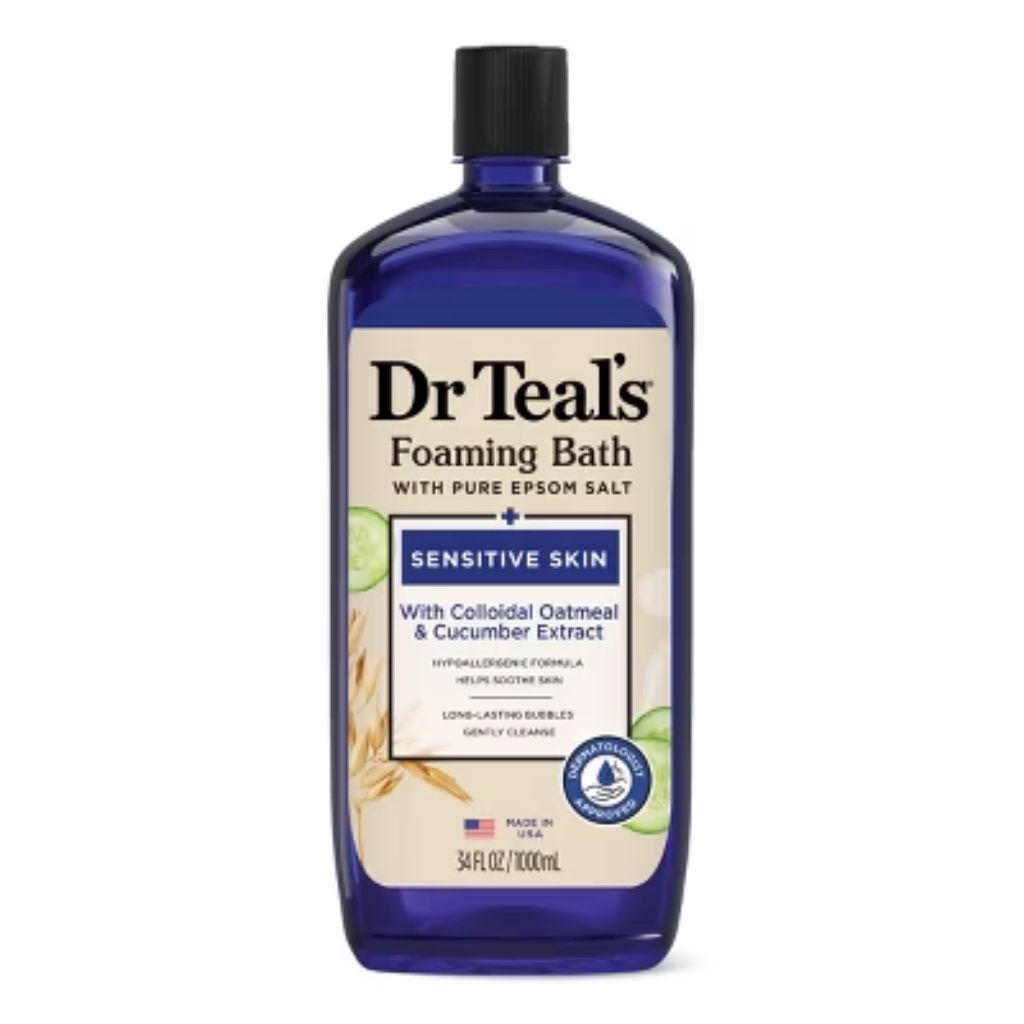 Dr Teal's Foaming Bath with Pure Epsom Salt, Sensitive Skin with Colloidal Oatmeal & Cucumber Extract - 34 fl. oz.