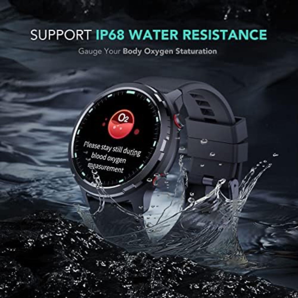 SKG Rugged Smart Watch Fitness Tracker with GPS, Heart Rate, SpO2, Sleep Monitor - Black